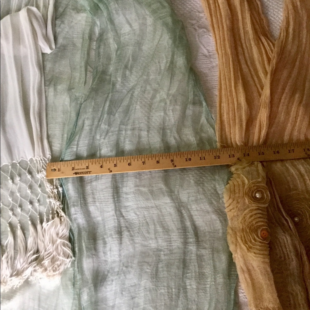 NATORI Sheer Aqua Shawl Scarf Beaded VTG Uniquely Yours - Picture 4 of 16